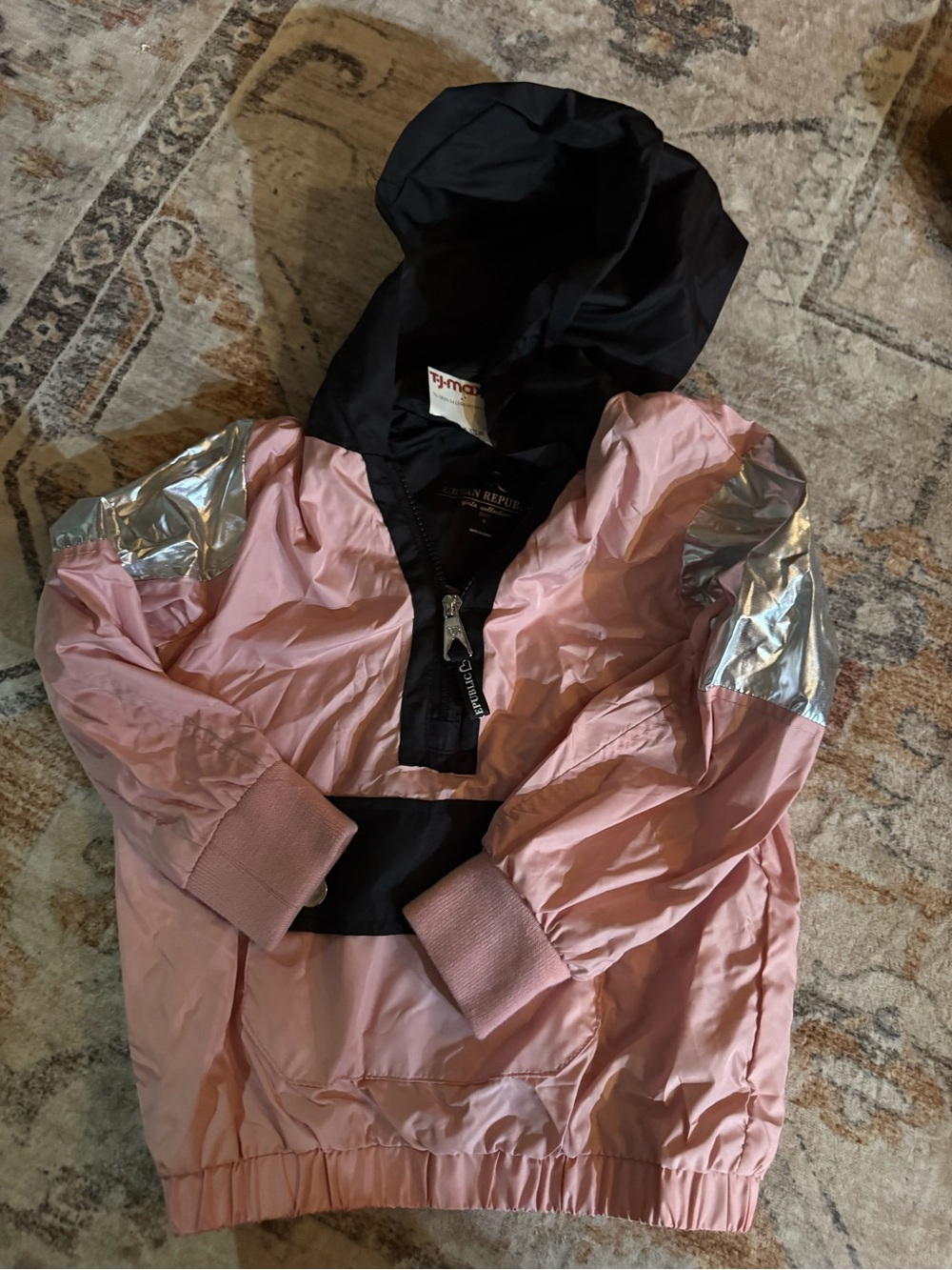 Urban Republic Pink and Silver Hooded Windbreaker Jacket